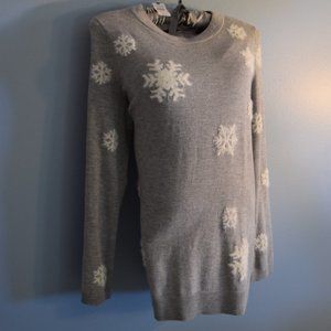 Talbots Petite Small 5% cashmere snowflake grey crew neck sweater